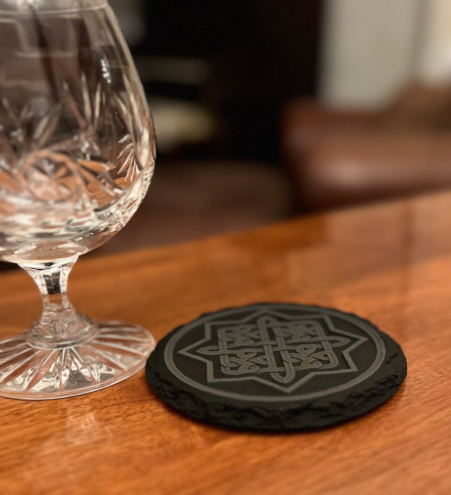 Set of 4 Deep Engraved Armenian Sun Cross Slate Coasters
