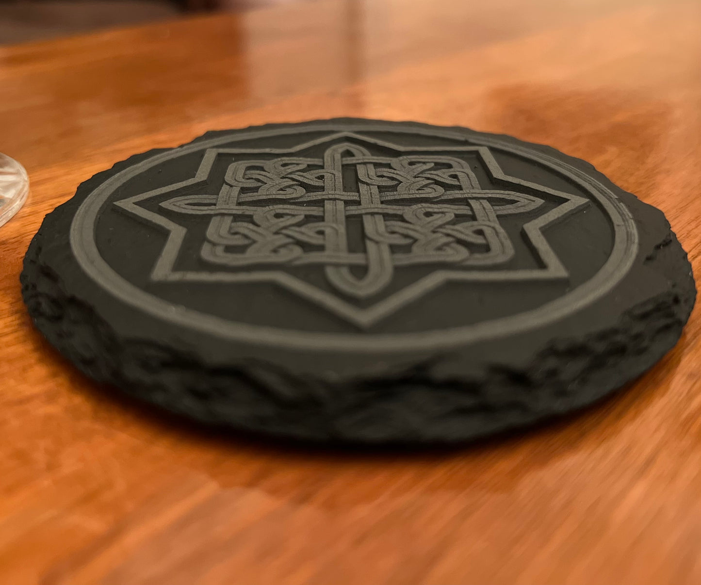 Set of 4 Deep Engraved Armenian Sun Cross Slate Coasters