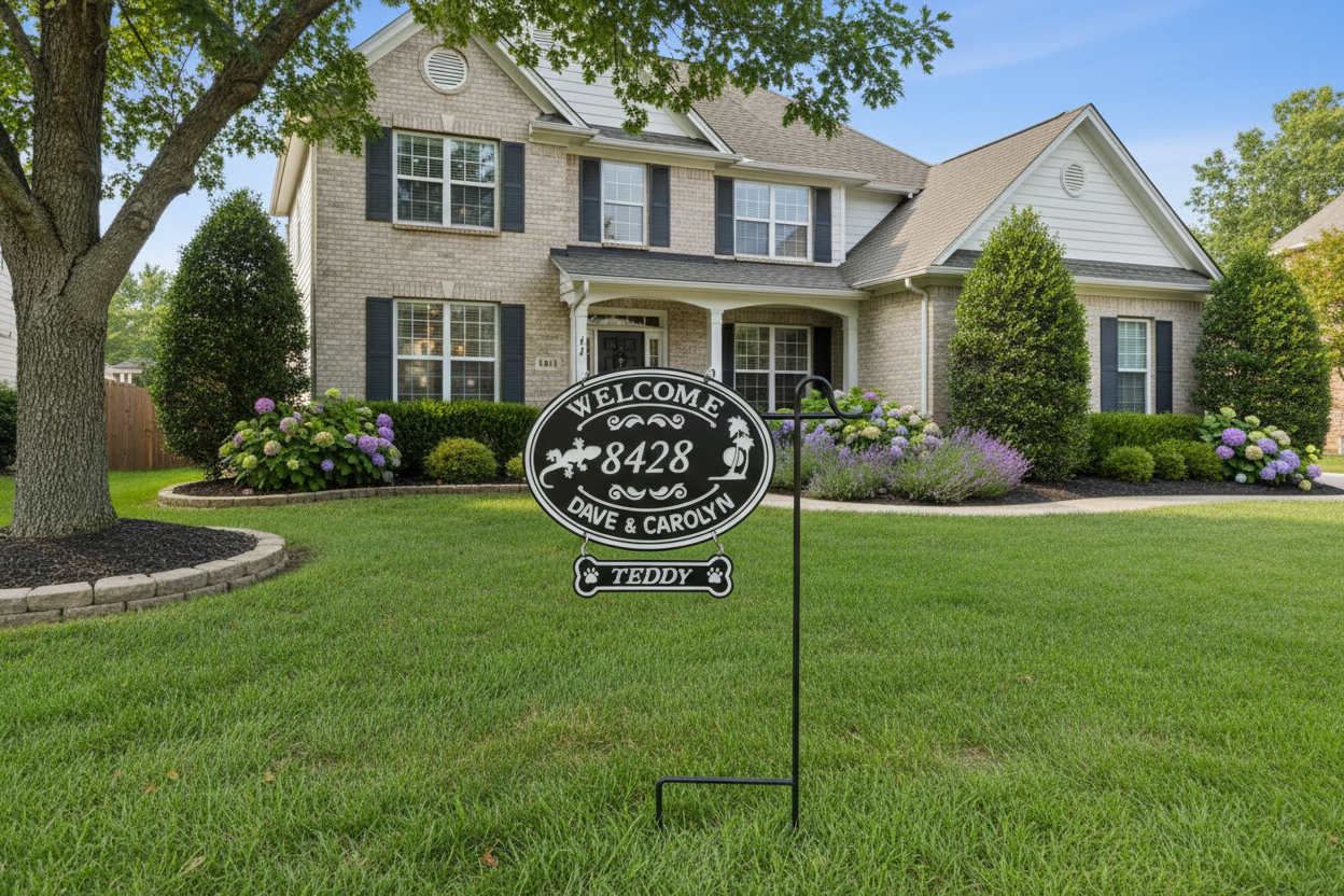 Custom Circle Yard Sign in Front Yard